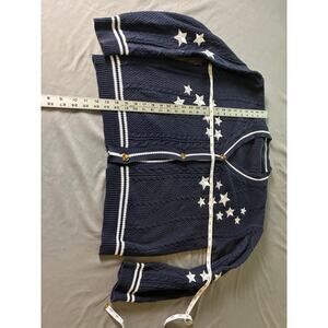 Navy Blue Star Knit Cardigan Sweater Women Cable Knit Button Cozy #hamptonnights